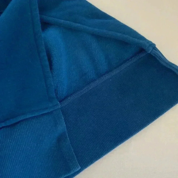 Athleta Cozy Karma Side Slit Fleece Lined Blue Hoodie Sweatshirt size M - Picture 6 of 7